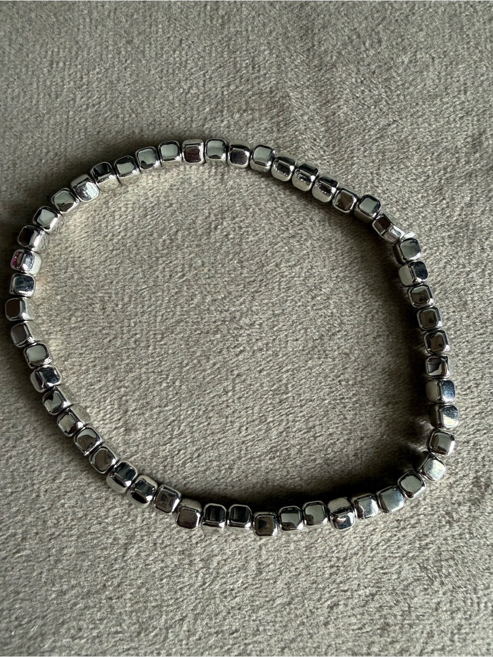 Silver Bead Stretch Bracelet - Sleek Women's Jewelry